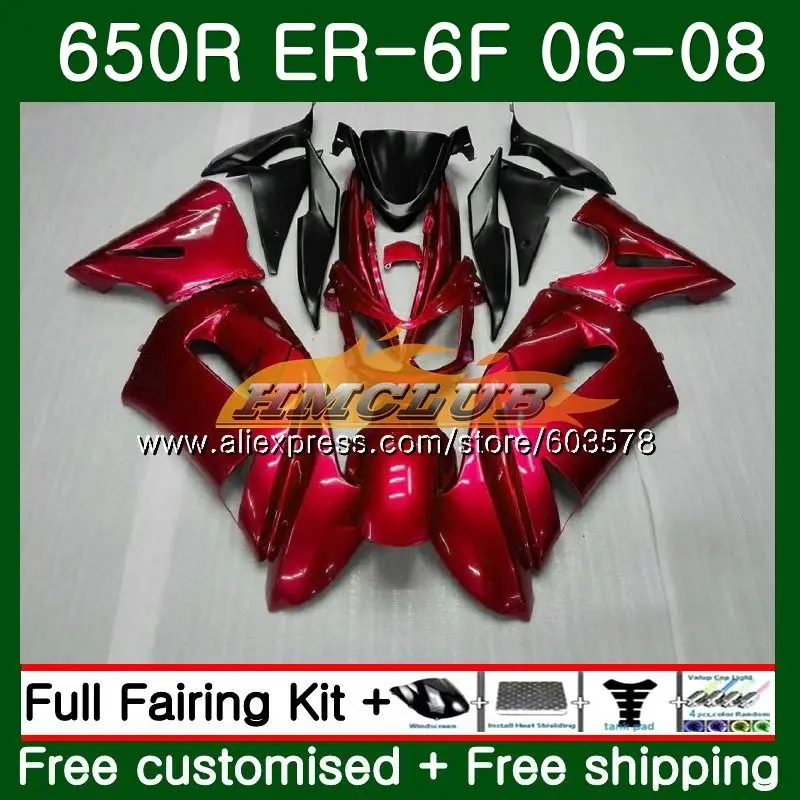 Средства ухода за кожей для KAWASAKI NINJA 650R ER6 F 650 ER6F 06 07 08 27CL. 70, ювелирные изделия, красная Ninja650R ER-6F 06-08 ER 6F 2006 2007 2008 Обтекатели