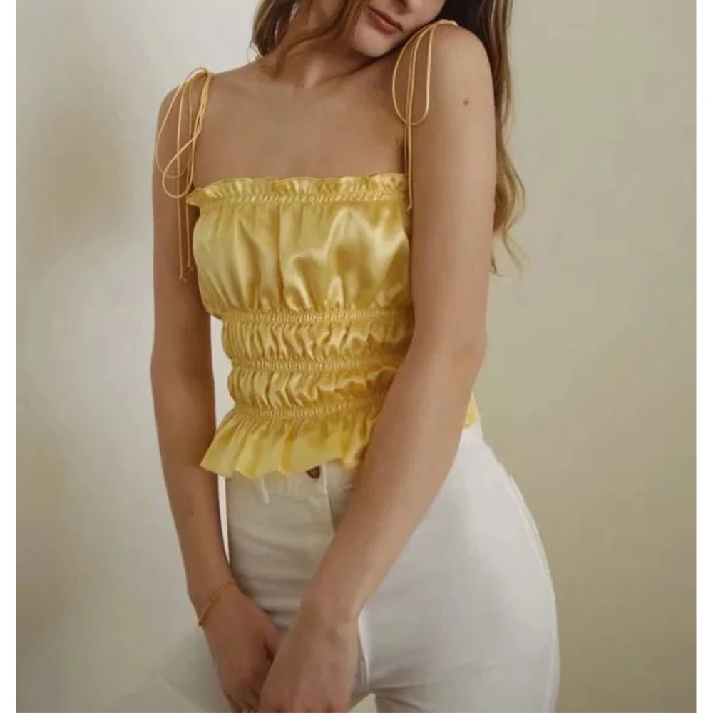 light yellow crop top