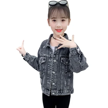 

Girls Denim Jacket Outerwear Flower Appliques Coat For Girls Autumn Kids Coats Lace Kids Clothes Girl 6 8 10 12 14