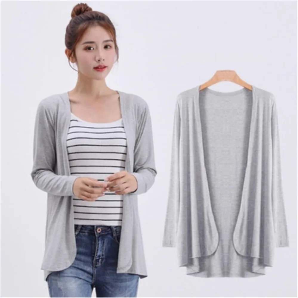 2024 Summer Autumn Korean Women Modal Cardigan Ladies Shawl Female Cotton Sweater Cardigans Long Sleeve Women Casual Thin Coats 5