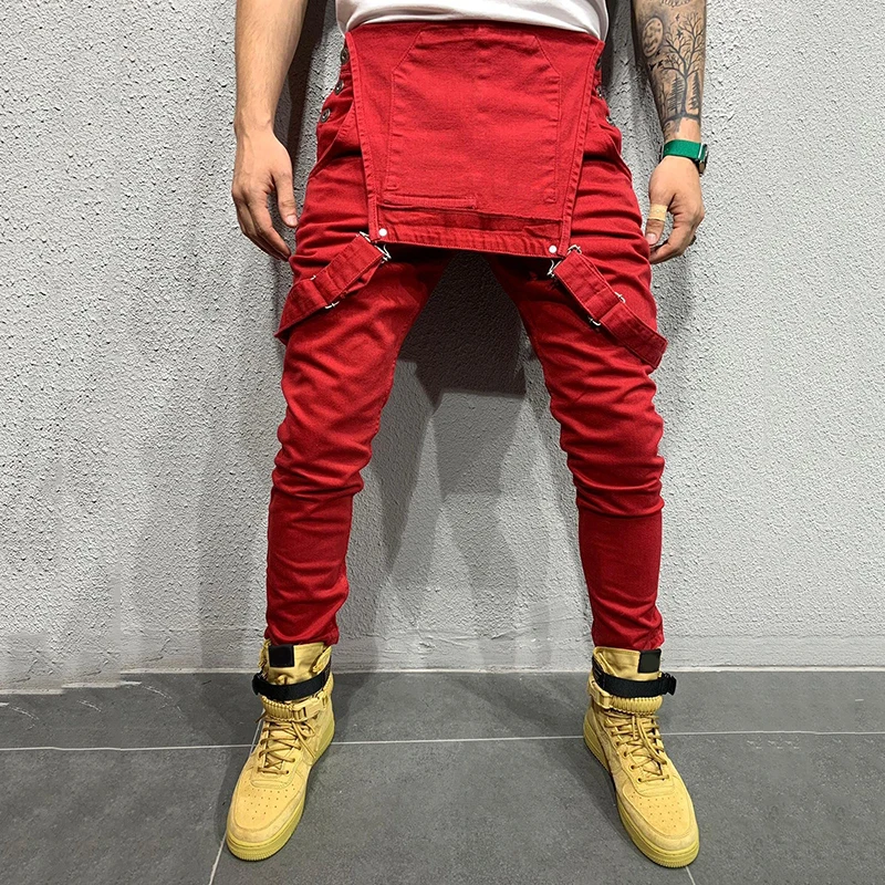 Spring Male Sleeveless Trousers Work Jumpsuit Men Pocket Overalls Pants Man Suspender Five Color Autumn Jumpsuit Casual 2019