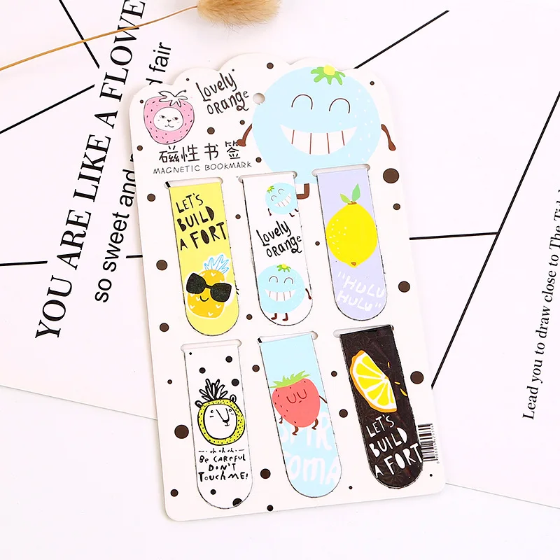 6 шт./компл. Kawaii кота кактуса магнитные закладки для книг маркер страница канцелярские принадлежности для школьных канцелярских товаров Бумага зажим - Цвет: 5