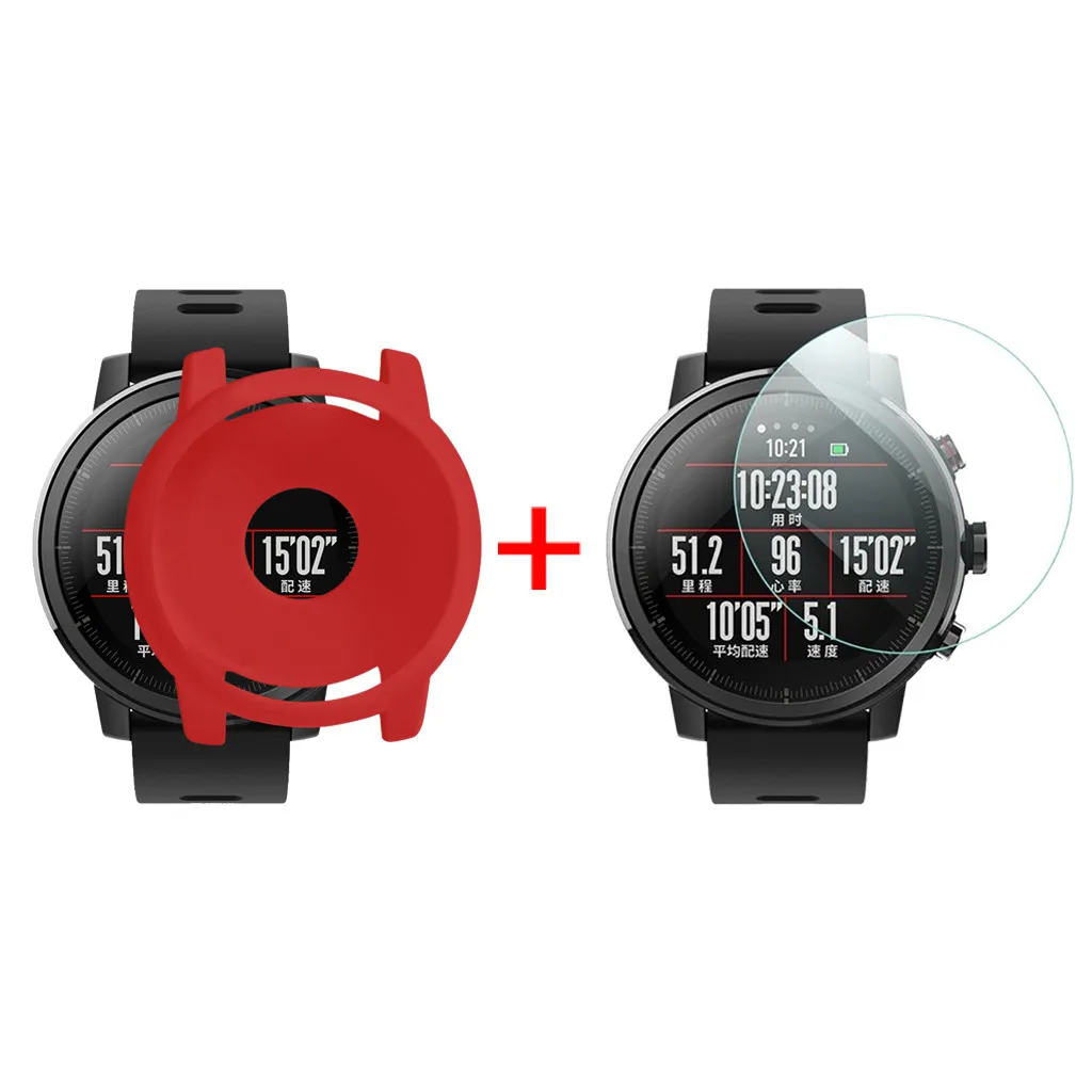 Ouhaobin силиконовый чехол для часов Xiaomi Huami AMAZFIT 2 с защитной пленкой экрана полное