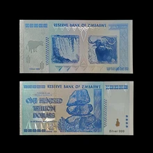 Rh zimbábue notas cem trilhões de dólares nota de ouro azul com certificados em 24k banhado a ouro para coleção