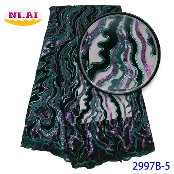 

Green Velvet Lace Dress With Sequin, Newest Wedding Dresses African Lace Party, Sequin Design Nigeria Velvet Lace Mr2997b