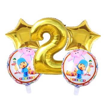

5Pcs/lot Hello Pocoyo 30inch Number Foil Balloons Polka Dot Latex Birthday Party Ballon Decor Supplies Kids Cartoon Figure Toy