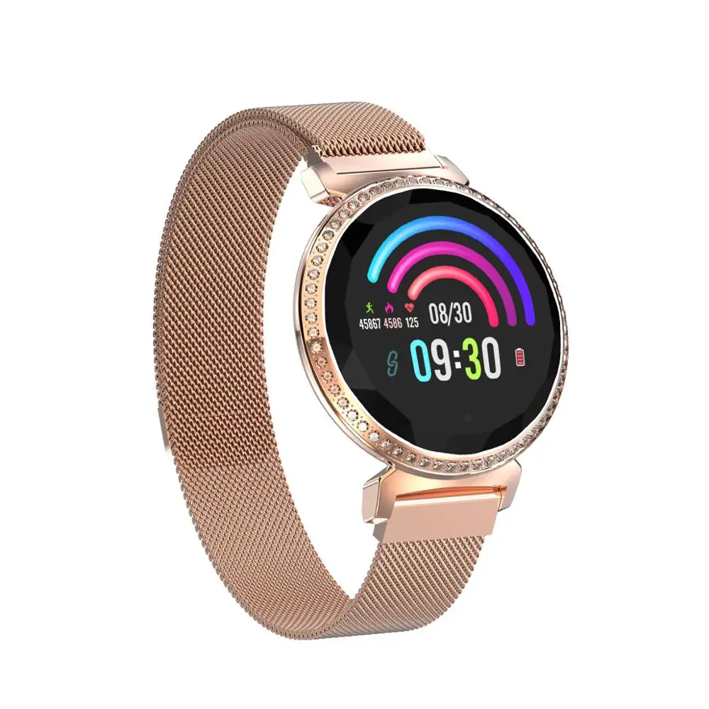 Torntisc 60 роскошные стразы 1,04 дюймов Магнит Миланский стальной ремешок для женщин Смарт часы для Android ios smartwatch для женщин - Цвет: rose gold