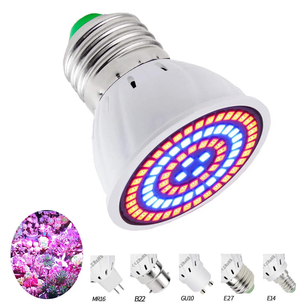 

Phyto Lamps E27 E14 B22 MR16 GU10 Lamp Base Plant Bulbs Led Full Spectrum UV Grow Light Fitolampy for Plant Growing Greenhouse