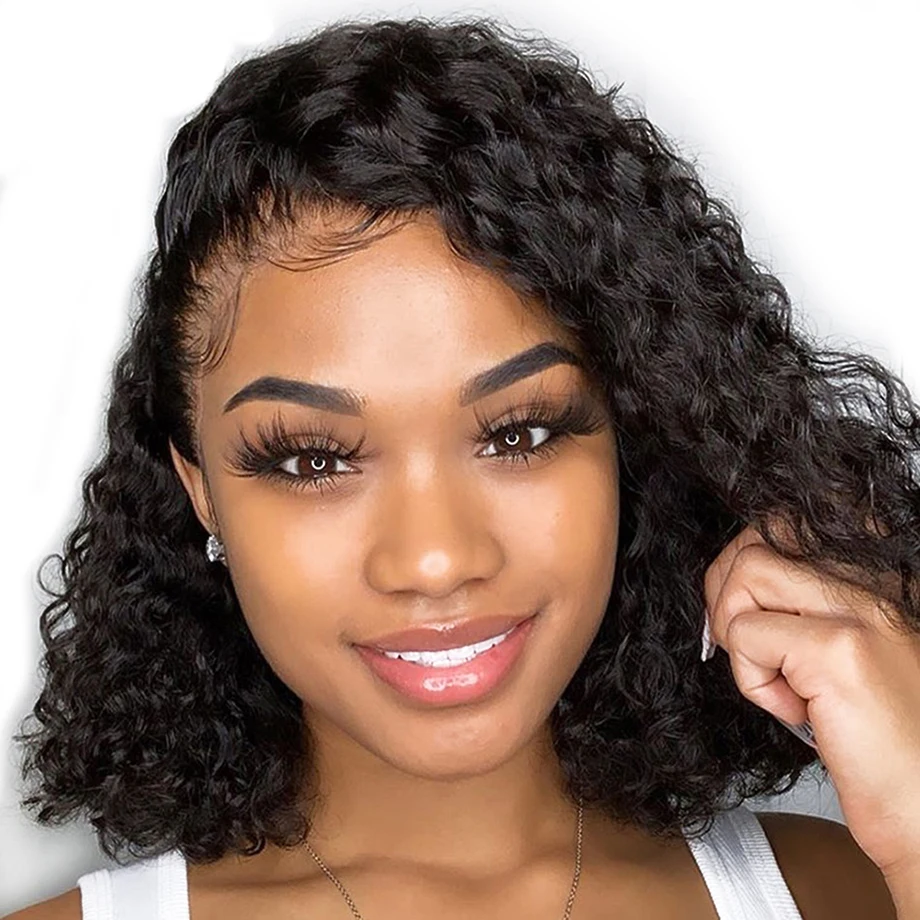 Kinky Curly Lace Closure Wig Jerry Curly 4x4 Lace Closure Bob Wigs T