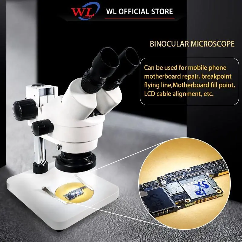 

WL 7-45X Binocular Stereo Microscope electronic Circuit Board Soldering Tool Mobile Phone PCB Repair Stereo Microscope 1 Pair