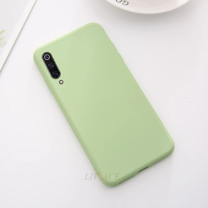 original liquid silicone phone case for xiaomi mi 9 se lite pro a3 xiomi soft back cover case for xiaomi mi9 9se xiaomi9 fundas - Color: Green