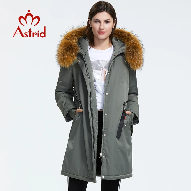 Astrid 2019 Зима новое поступление пуховик женский воротник из натурального меха