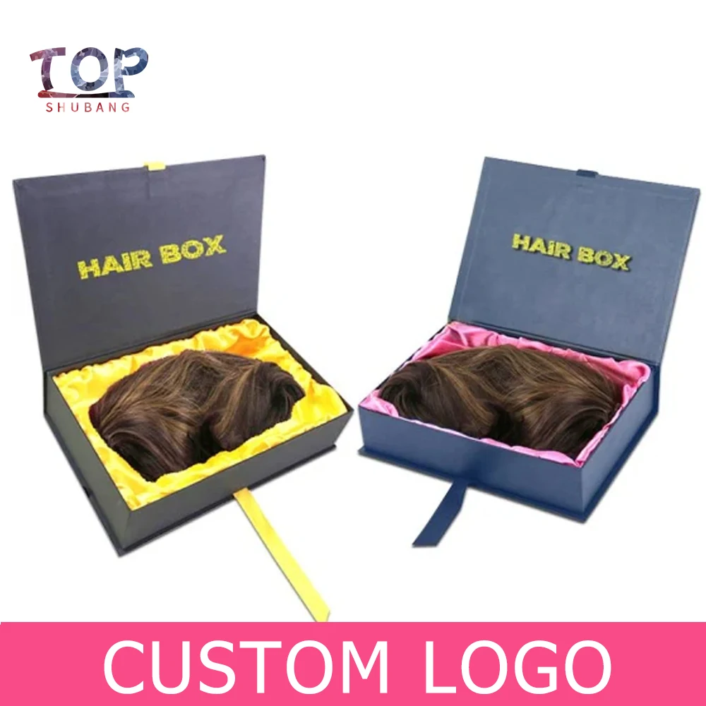 Custom Logo High Quality Magnetic Wig Book Shaped Box Premium Hair  Extension Packaging Hair Boxes