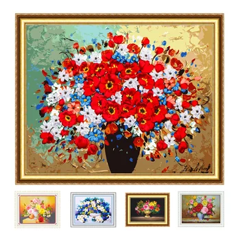 

DIY Ribbon Embroidery kit, Easy Handwork Needlework for Beginner, Cross Stitch kit Flowers Wall Painting Home Accessories