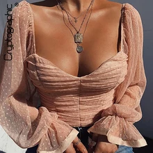 ^^Best Offers Cryptographic Square Collar Ruched Sexy Blouse Shirts Female See Through Mesh Polka Dot Fashion Long Sleeve Crop Tops Shirt ^^Best Offers Cryptographic Square Collar Ruched Sexy Blouse Shirts Female See Through Mesh Polka Dot Fashion Long Sleeve Crop Tops Shirt