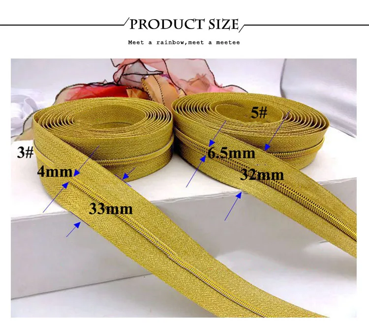Meetee 3#5# разъемная застежка-молния 2/5 метров с золотыми зубьями нейлоновая Катушка застежка-молния сумки Чемодан напольный шатер DIY ручной работы аксессуары для шитья одежды