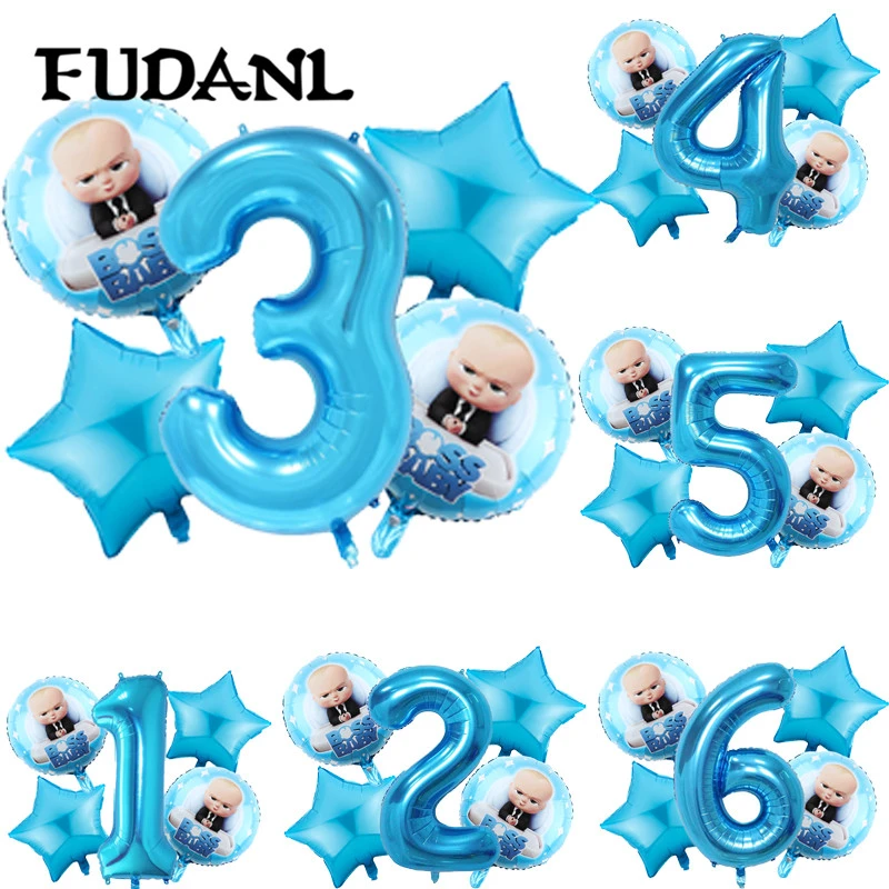 Ensemble De Ballons De Dessin Anime Boss Pour Bebe 40 Pouces 5 Pieces Numeros Feuille Bleue Decoration De Fete Prenatale 1 2 3 4 5 6e Anniversaire Fourniture D Helium Aliexpress