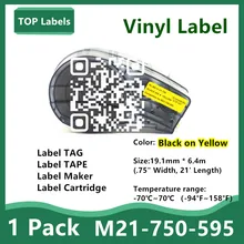 1 Pack Label Tape M21-750-595 Ribbon Vinyl Labels Black on Yellow for BMP21-PLUS BMP21 LAB Laboratory,Equipment Labeling 19.1MM