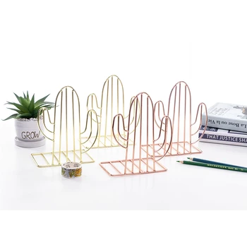 

2pcs Cactus Shaped Desk Organizer Decorative Nordic Style Study Bookends Support Office Book Shelf Storage Non-skid Stand Holder