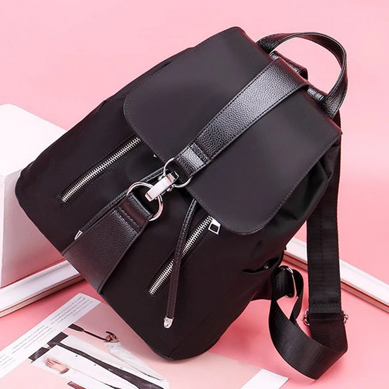 Mochila antirrobo impermeable para mujer, mochilas de escuela para niñas, de viaje, negra, de gran capacidad, informal, sólida, novedad de 2020