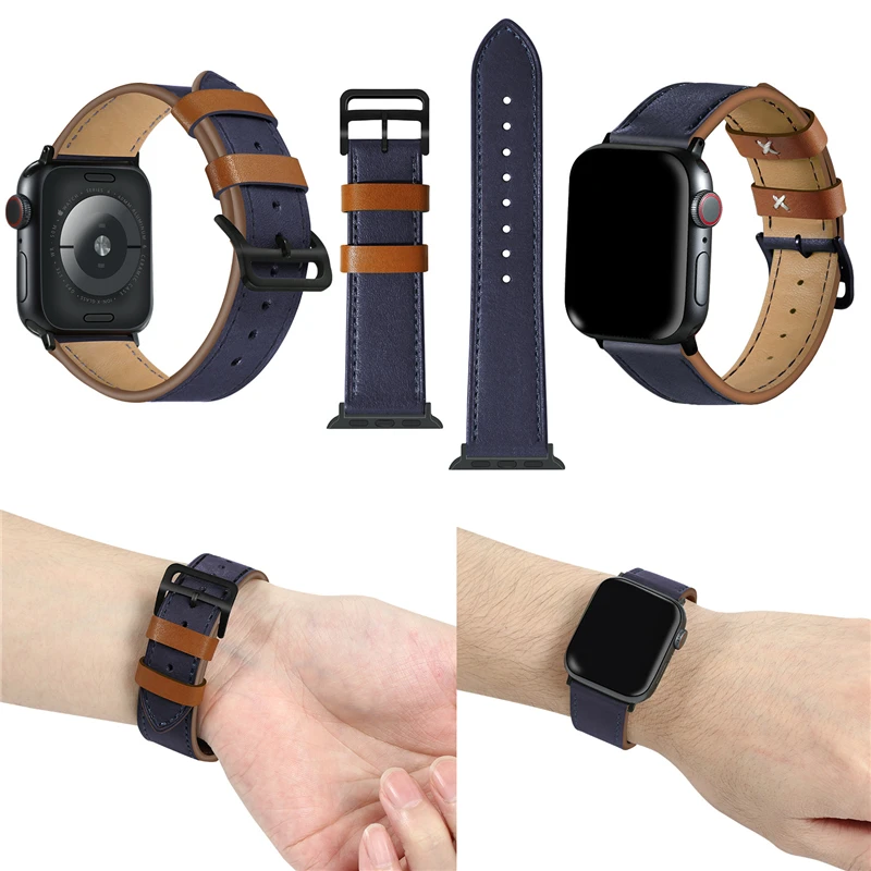Одиночный Тур кожаный ремешок для Apple watch band 5 4 44 мм 40 мм correa 42 мм 38 мм ремешок для часов Iwatch series 5 4 3 2 Аксессуары для часов