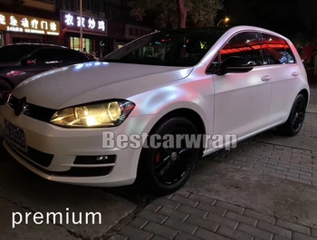 

Premium Pearl white Satin chrome Metallic Vinyl Wrap For Car Wrap Styling Air bubble free like 3M Quality 1.52x18m/ 5x59ft