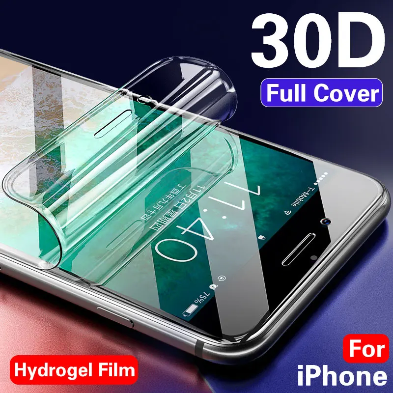 30D Гидрогелевая пленка для iPhone 7 8 Plus 6 6s Plus, защитная пленка для экрана iPhone X XS XR XS Max 11 Pro Max, мягкая защитная пленка, не стекло