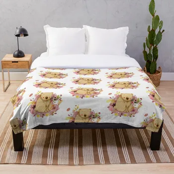 

Bear with Honey Pot Blanket Wool Flannel Plush Blanket Bedspread For office Sherpa Blanket Couch Quilt Cover Travel