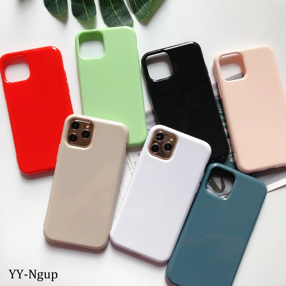 Cover on for iPhone 7 11 Pro Max Case Solid Color Thick Silicone Euti X XR XS 6 6S 8 Plus 5S SE Casa |