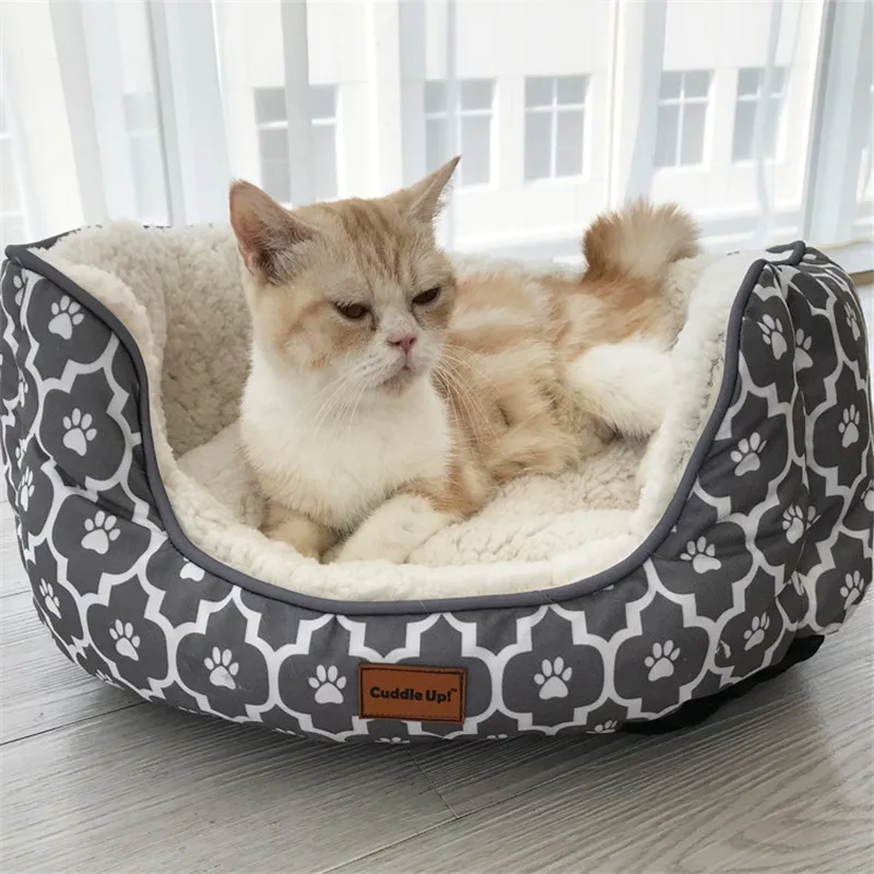 Grey Кровать для домашних животных, скамейка, щенок щенка, дом, Тедди, теплая подстика для животных, флисовая подушка для кошачьего туалета, мягкая собака, Диван Лежак для маленьких средних собак - Цвет: Grey