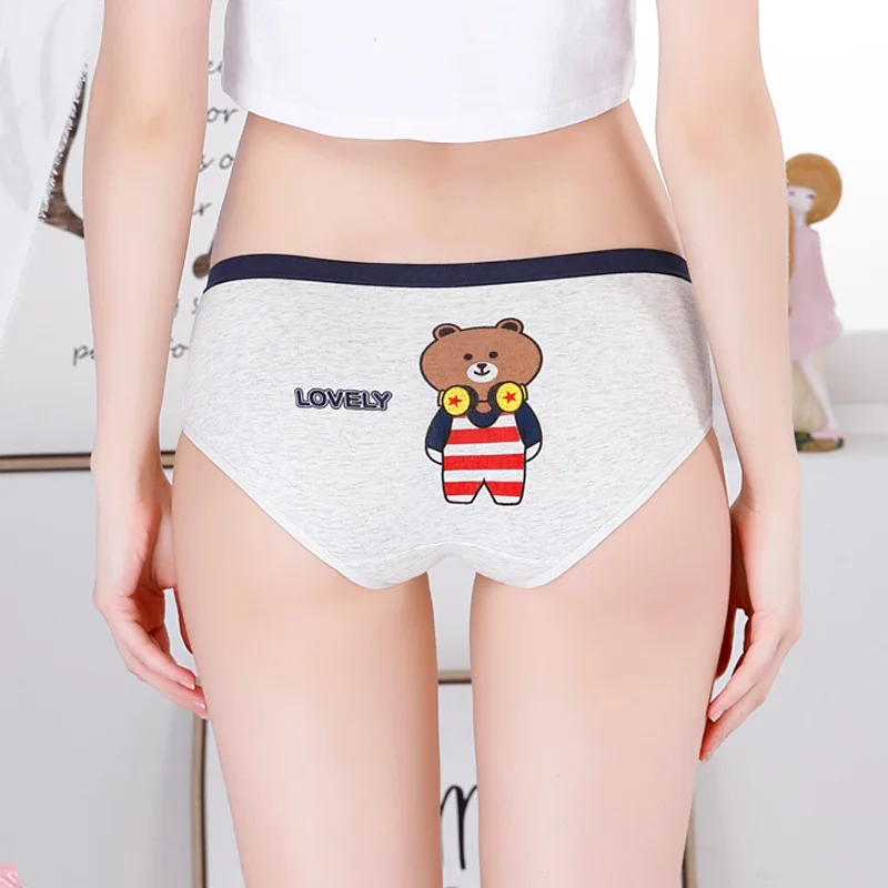 

Cute Cartoon Printed Women's Panties Cozy Cotton Female Underpants Middle Waist Bag Hip Girl Underwear Breathable Ladies Briefs