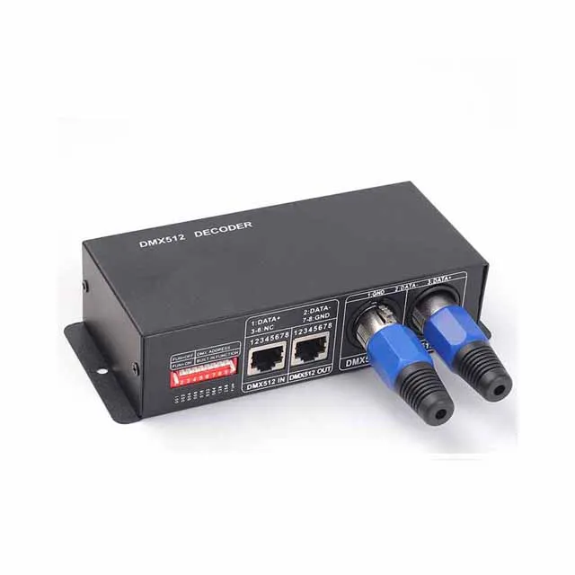 

A23-- 4CH DC12-24V RGBW DMX512 Decoder Led Controller RGB LED DMX512 Decoder 4 Channels * 6A for LED Strip Light