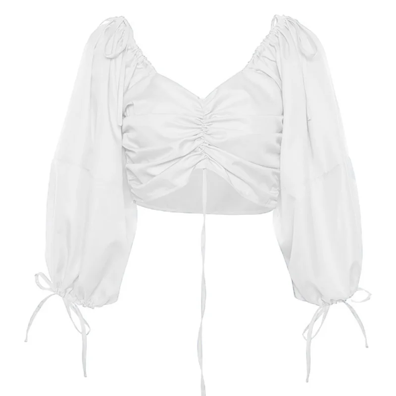 W Кроп Топы женские майки Camis летний фонарик рукав сексуальный без бретелек пляжные Топы Плюс Размер Ruched Tank Top - Цвет: W