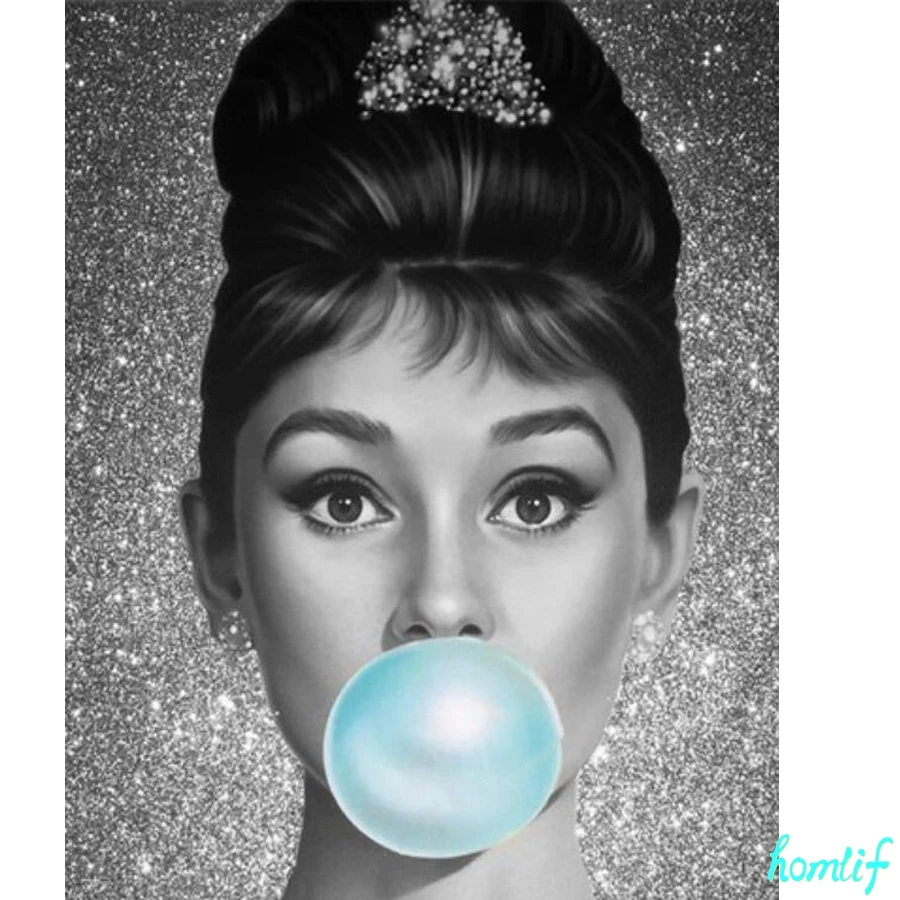 

5D DIY diamond embroidery Audrey Hepburn,full diamond painting Cross Stitch Rhinestone mosaic home decoration Christmas 35