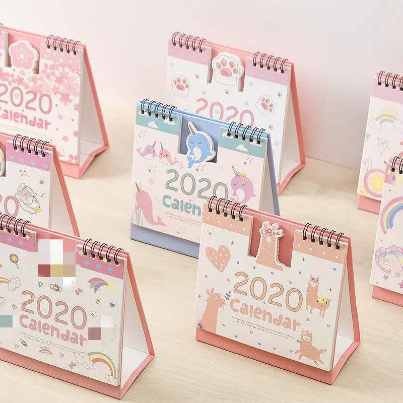 

2020 Cute Cartoon Calendar Hamster Cherry Blossoms Coil Calendar Mini Portable Desk Calendars Daily Schedule Organizer Planner