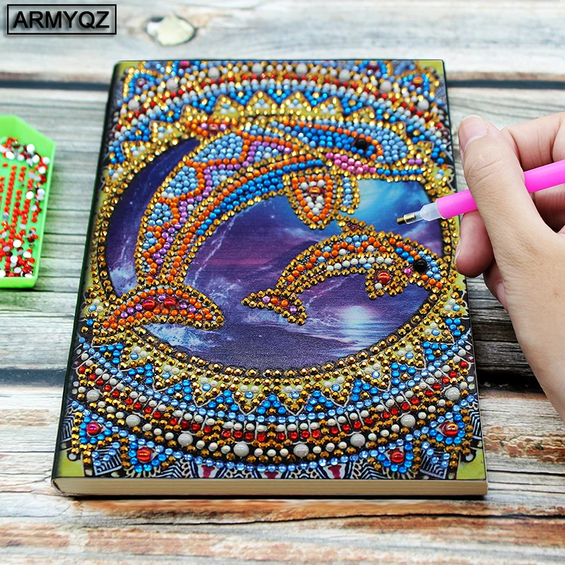 

ARMYQZ 5D DIY Notebook Diamond Painting Dolphin Special Shaped Animal Diamond Embroidery Mosaic Picture Of Rhinestones Kits