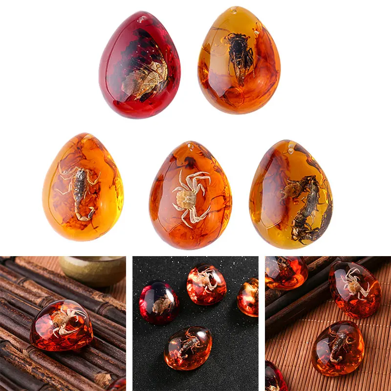 Янтарный кулон в виде насекомых украшения оригинальность красивые 5 5*4*2 см