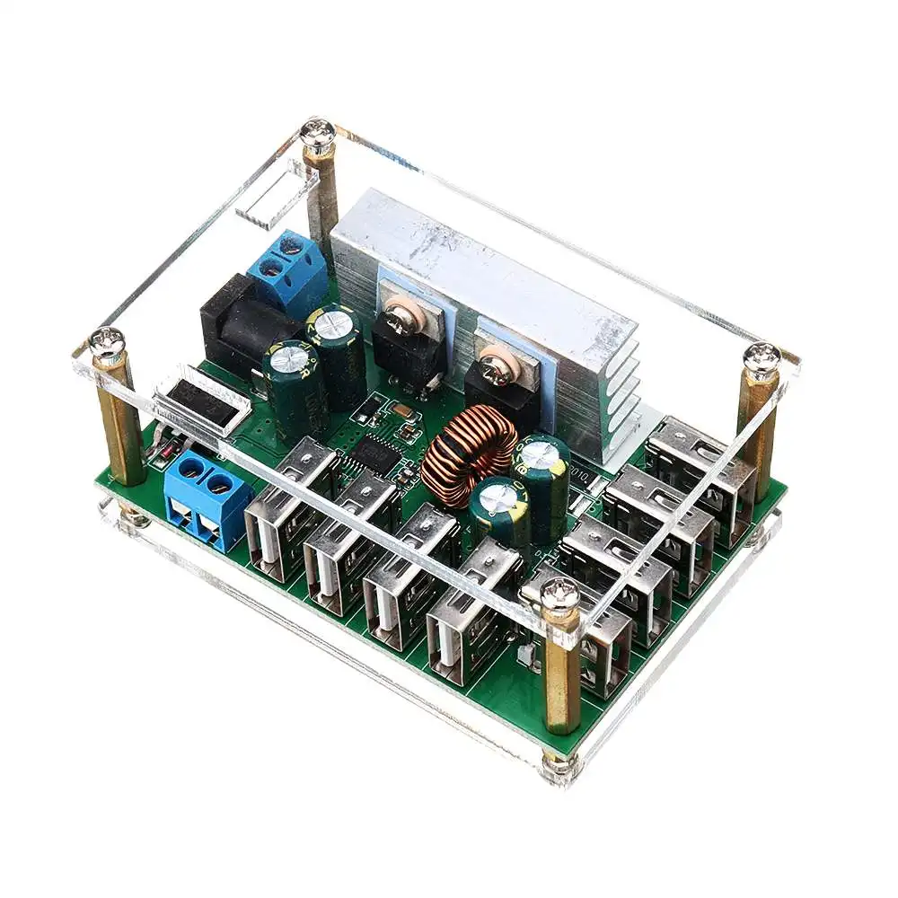 8 USB Выход 9V 12V 24V 36V 5V 10A DC-DC зарядки автомобиля понижающий стабилизатор напряжения Питание модуль с чехлом