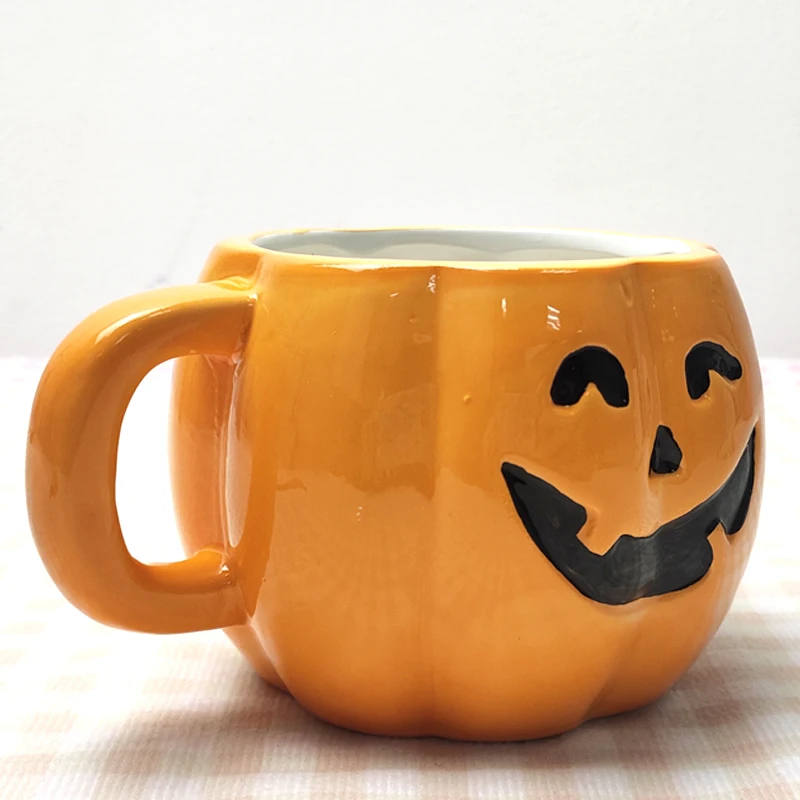 Hand-Painted Underglaze Ceramic Halloween Pumpkin Mug Coffee Cup Cereal Mug Ceramic Mug