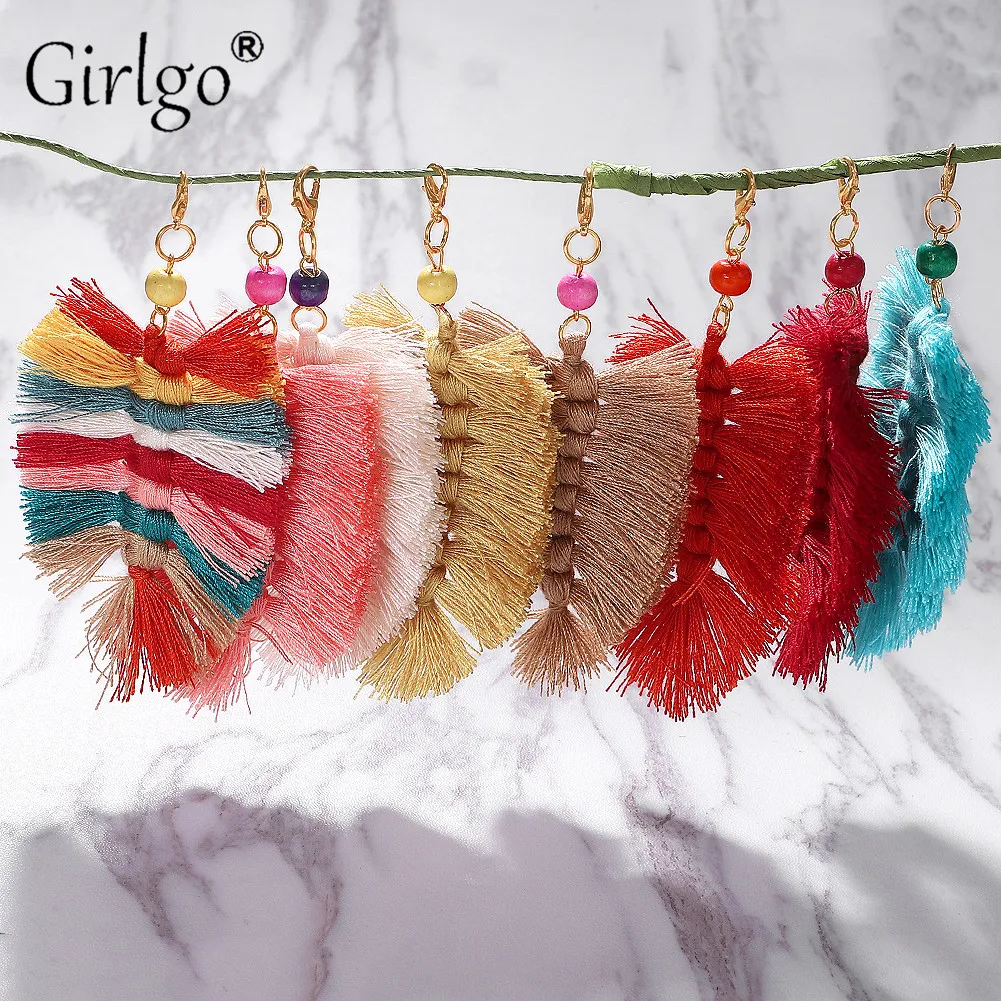 Girlgo Плетеный макраме с бахромой женский красочный подарок бойфренда в стиле бохо