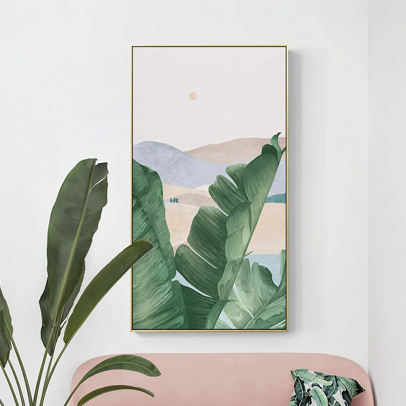 

EECAMAIL алмазная живопись, современная картина для коридора, зеленые растения в скандинавском стиле, круглая Алмазная вышивка, вышивка крестиком без рамки