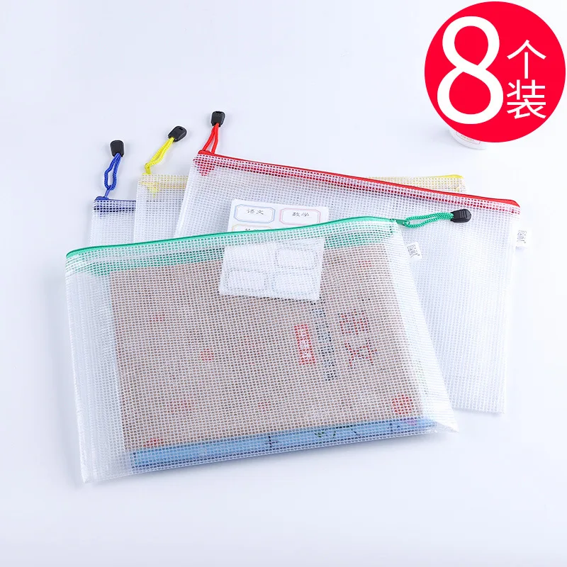 

File Holder Transparent Grid File Bag A4 Portfolio Women's Large Capacity Waterproof Contract Briefbag for Student Stationery