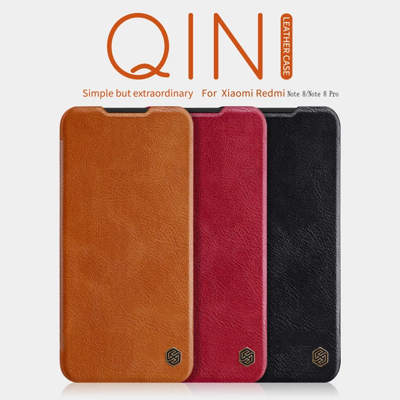 

For xiaomi redmi note 8 case Nillkin Qin PU Luxury Flip leather hard plastic back cover wallet case for redmi note8 pro case