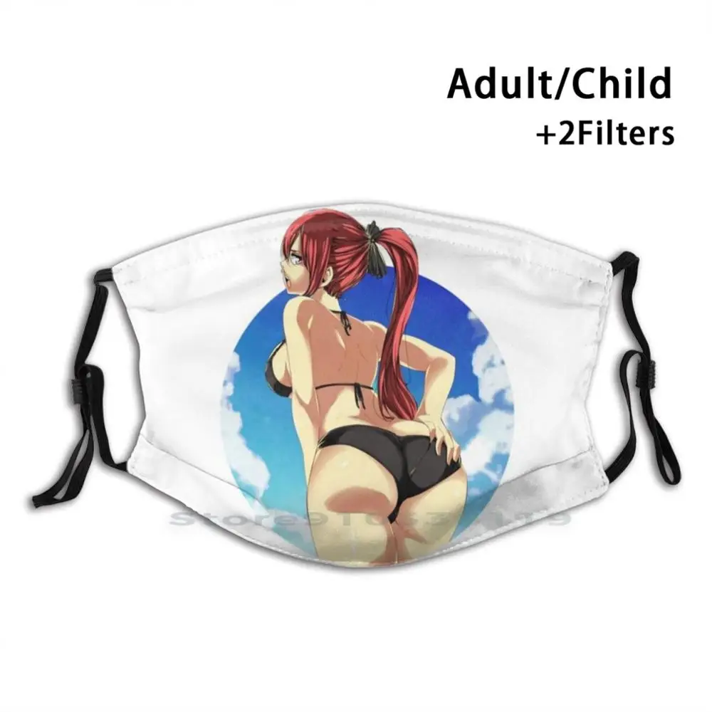 Erza Scarlet - Fairy Tail Adult Kids Washable Funny Face Mask With Filter Fairytail Gray Anime | Аксессуары для одежды