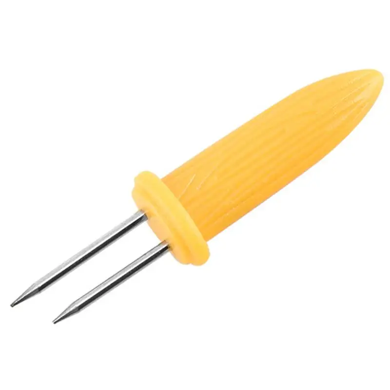 Kapmore 1pc Corn Fork Stainless Steel Portable Corn Fork Holder Skewer BBQ Tools Accessories Vegetable & Meat Tools