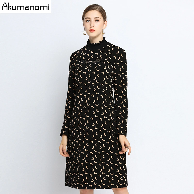 

Autumn Spring Black Dress Women Plus Size 5xl 4XL-l Stand Long Sleeve Party Office Elegant bodycon Dresses Vestidos Robe Jurken