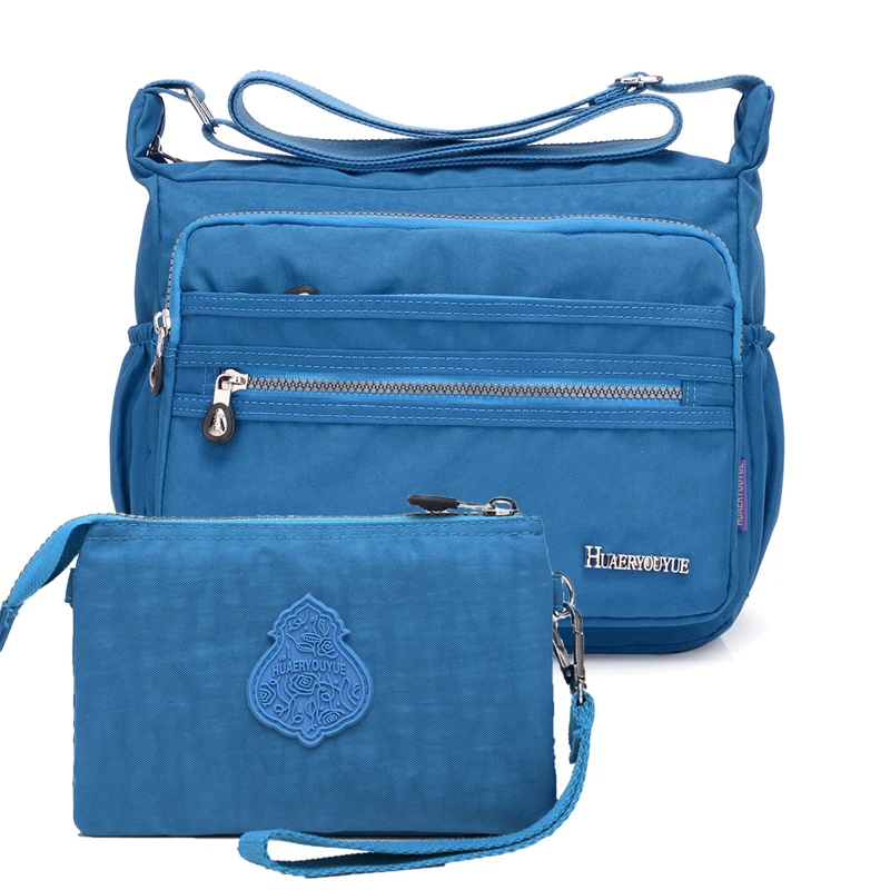 Двухкомпонентные водонепроницаемые нейлоновые женские сумки-мессенджеры Carteira винтажные вместительные женские сумки через плечо сумки на плечо - Цвет: Синий