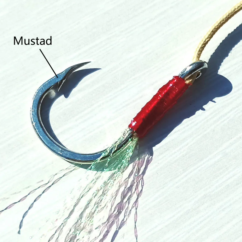 2pairs Mustad Hooks 3/0 5/0 7/0 Kevelar Line Slow Jig Hook, 47% OFF