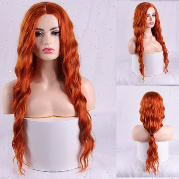 

MERISI HAIR Long Water Wave Women Wigs with Bangs Red Blonde Black Heat Resistant Synthetic Wigs for Women African American
