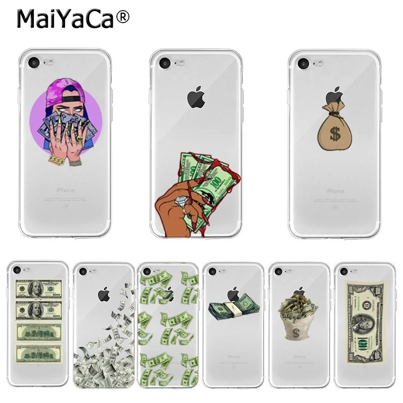 У нас большой денег 100 долларов Прозрачный чехол для iphone 12 11 Pro XS MAX XR 8 7 6 6S Plus X 5 5S